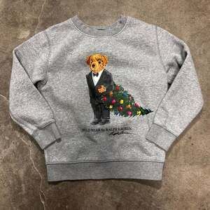 Polo Ralph Lauren Boys Gray Polo Bear Christmas Tree Fleece Sweatshirt size 6